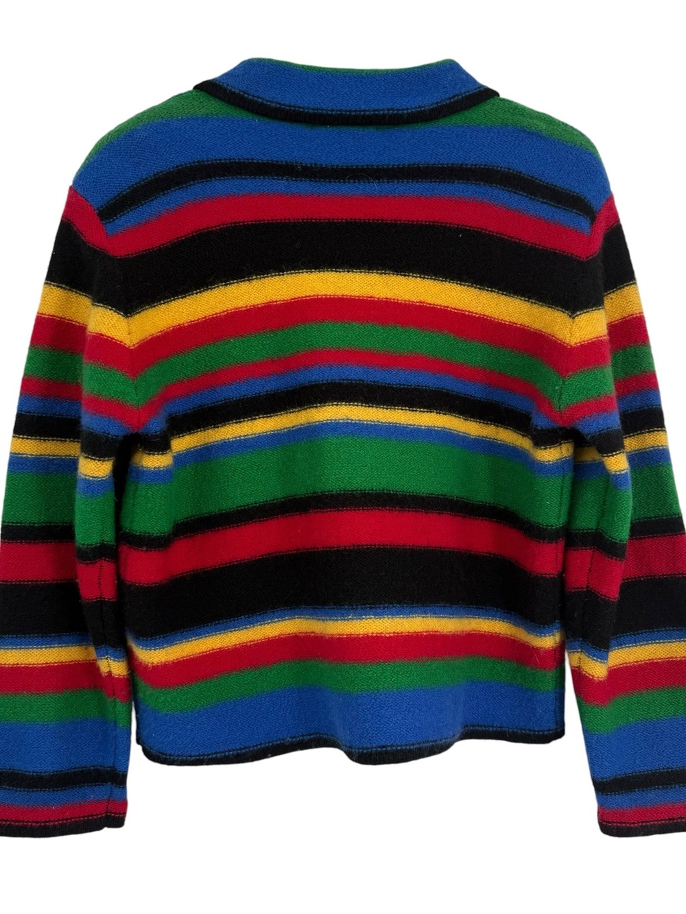 Vintage Talbots Womens Small Wool Striped Cardigan Sweater Rainbow button - Picture 2 of 10